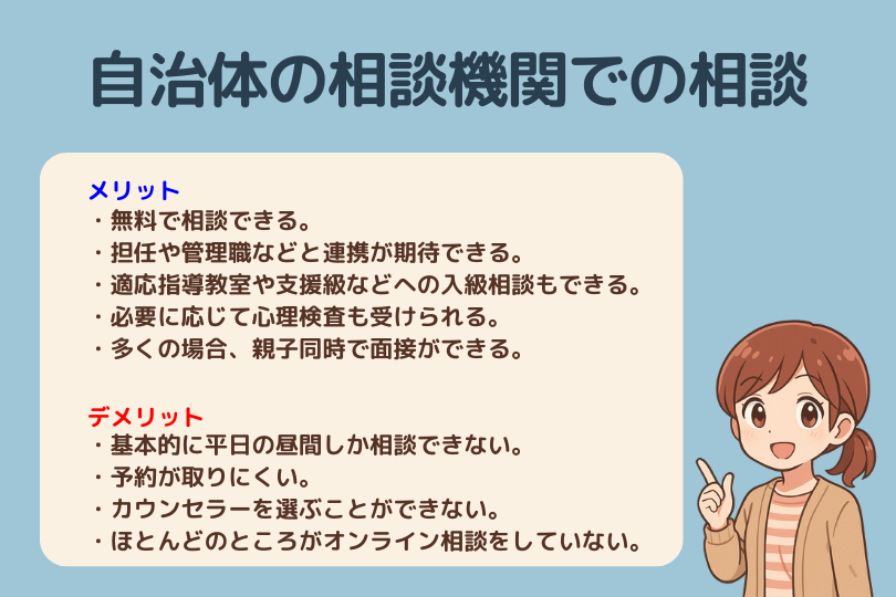 自治体の相談機関へ相談するメリットデメリットの説明