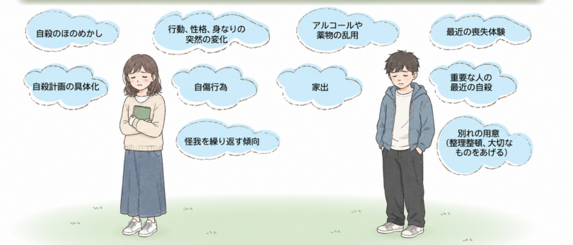 文部科学省の「教師が知っておきたい子どもの自殺予防」を、通信制高校の生徒向けにアレンジしたもの